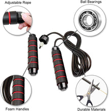 Load image into Gallery viewer, Adjustable Skipping Rope for Exercise - Jump Ropes for Fitness for Women Men and Kids -
