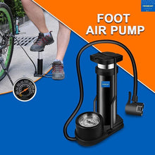 Load image into Gallery viewer, Black Foot Pump Aluminum + ABS Portable Foot Activated Foot Air Pump for car and Bike Bicycle

